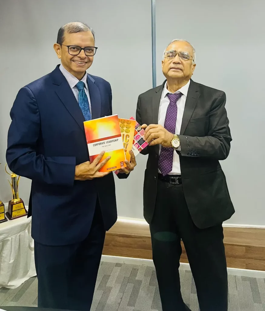 Presenting the books “Corporate Leadership-The Vedic Way” and “Vedic Economy” to Mr. Ganesh Natarajan, Executive Chairman and Co-Founder of 5F World, GTT Data Solutions Ltd.