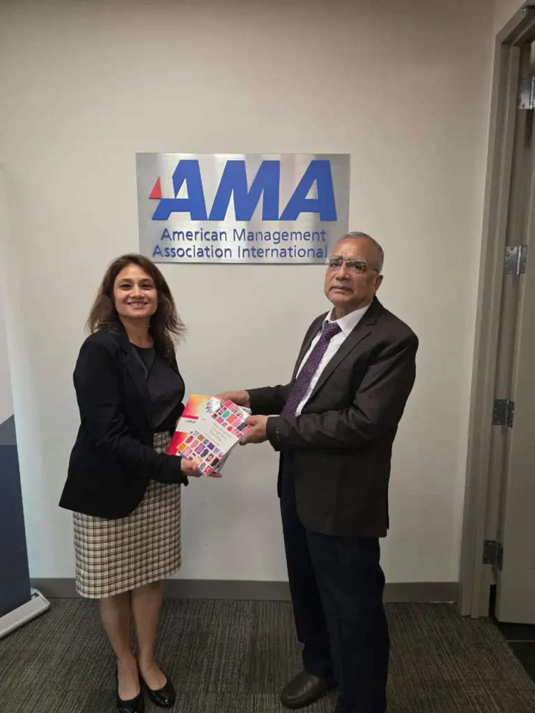 Presentation the Books "Stress Management through Mind Engineering" and " Corporate Leadership - the Vedic Way" to Ms. Priya Kaul, Director, Learning Solutions at American Management Association, New York, USA