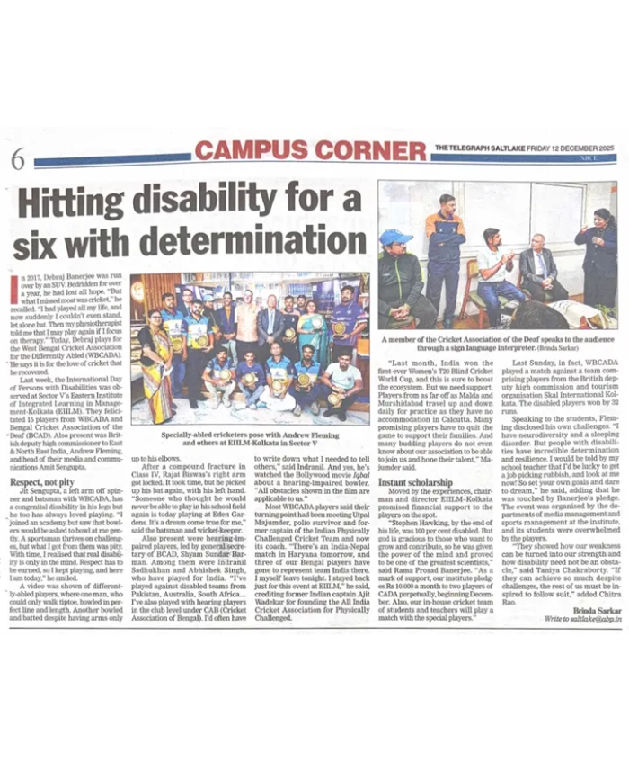 Hitting disability for a six with determination