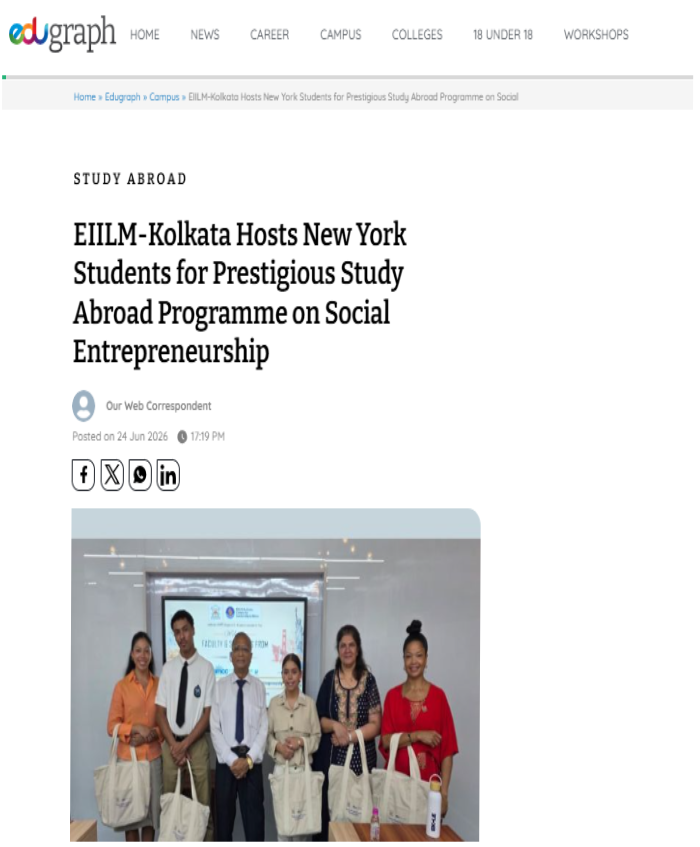 EIILM-Kolkata Hosts New York Students for Prestigious Study Abroad Programme on Social Entrepreneurship
